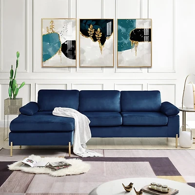 Streamdale Furniture Shannon Velvet Sectional Sofa With Chaise