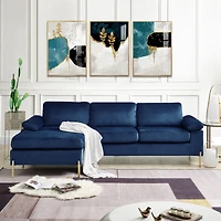 Streamdale Furniture Shannon Velvet Sectional Sofa With Chaise