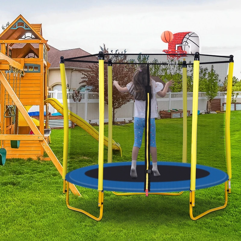 Streamdale Mini Toddler Trampoline with Enclosure and Basketball Hoop