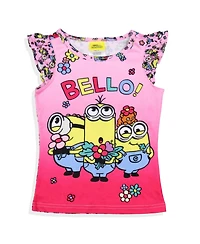 Despicable Me Little Girls Flower Bello! Minions Lounge Pajama Sleep Set Shorts