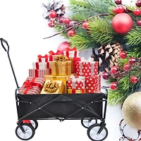Streamdale Furniture Folding Wagon Garden Shopping Beach Cart (Black)