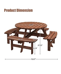 Streamdale Furniture 8 Person Wooden Picnic Table with Built-In Benches