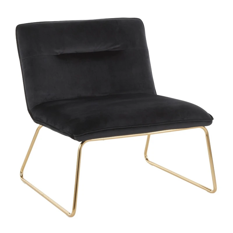 Simplie Fun Casper Contemporary Accent Chair In Gold Metal And Black Velvet