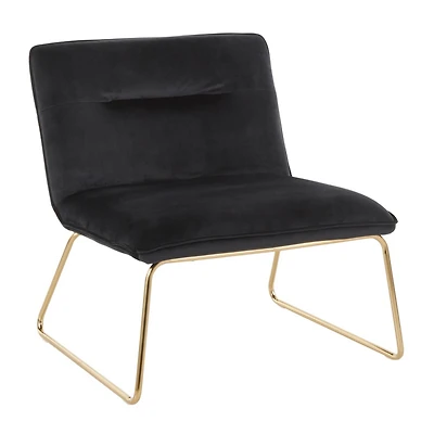 Simplie Fun Casper Contemporary Accent Chair In Gold Metal And Black Velvet