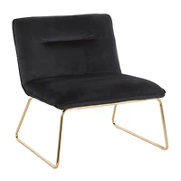 Simplie Fun Casper Contemporary Accent Chair In Gold Metal And Black Velvet