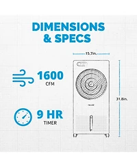 Newair Evaporative Air Cooler and Portable Cooling Fan, Honeycomb Pad Cooling, 1600 Cfm Cyclone Circulation, Top Loading Ice Chamber, 3.16 Gallon Remo