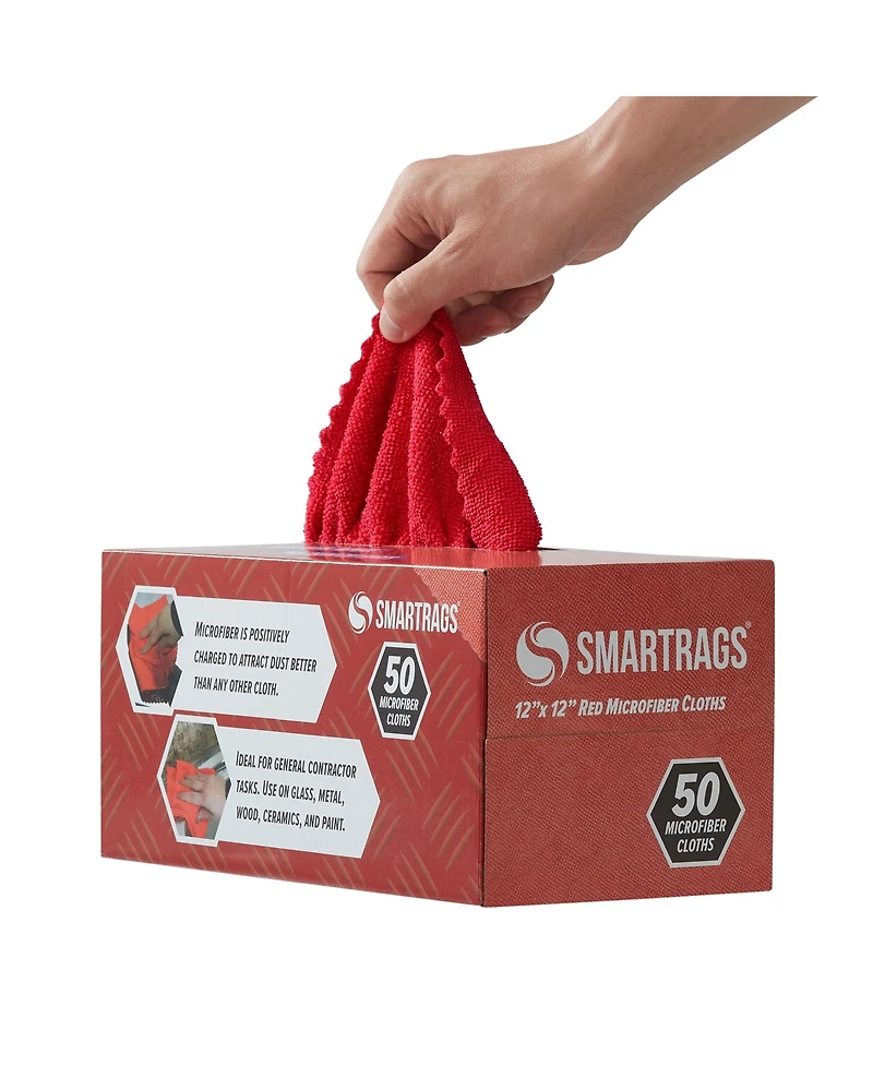 Arkwright Home Smart Rags Microfiber Cleaning Cloths (Box of 50), 12x12 in., Reusable, Multi-Purpose, Color Options