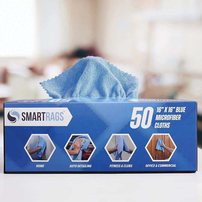 Arkwright Home SmartRags Xl Microfiber Cleaning Cloths (Box of 50), 35 Grams, 16x16, Reusable, Multi-Purpose, Color Options