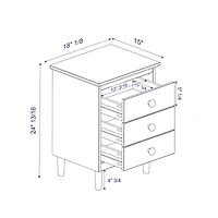 Streamdale Classic 3-Drawer Solid Wood Nightstand - Caramel