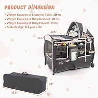 Costway Pack & Play Baby Diaper Changing Table 4 1 Portable Foldable with Mattress Carrying Bag