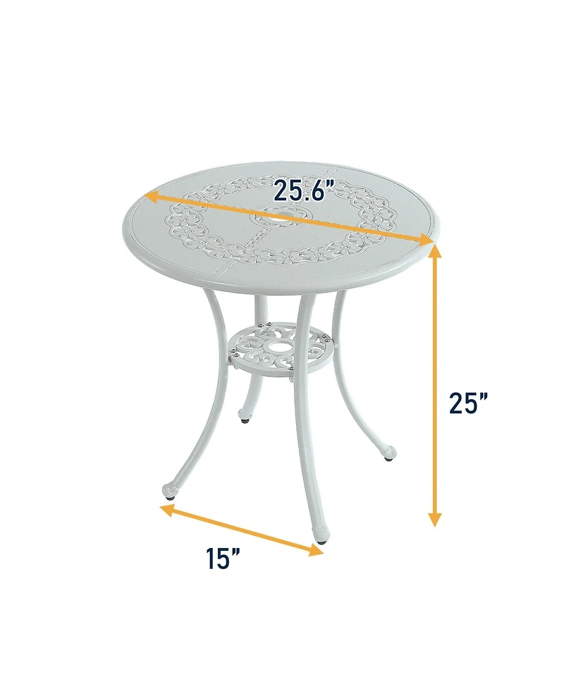Mondawe Patio Table Round Outdoor Dinging Coffee Table with Umbrella Hole