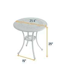 Mondawe Patio Table Round Outdoor Dinging Coffee Table with Umbrella Hole
