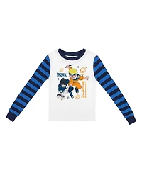 Naruto Little Boys Classic Characters Youth Blue Striped Long Sleeve Pajama Set
