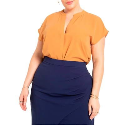 Eloquii Women's Notch Collar Blouse