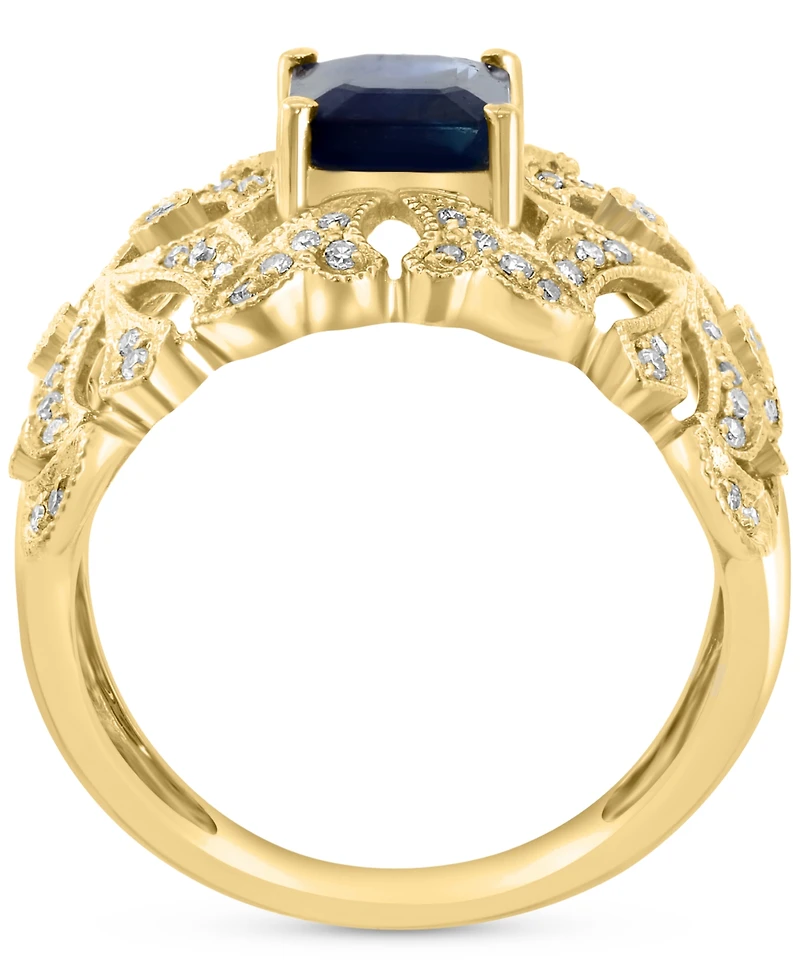 Effy Sapphire (1-1/2 ct. t.w.) & Diamond (3/8 ct. t.w.) Openwork Filigree Statement Ring in 14k Gold