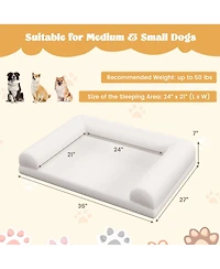 Orthopedic Dog Bed Medium Small Dogs with 3-Side Bolster Non-Slip Bottom Zippers