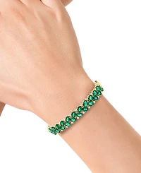 Effy Emerald (9-3/8 ct. t.w.) & Diamond (7/8 ct. t.w.) Oval Cluster Bangle Bracelet in 14k Gold