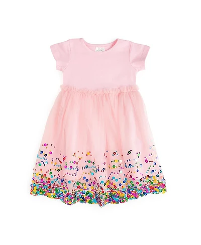 Sweet Wink Toddler Girls Pink Confetti Short Sleeve Tutu Dress