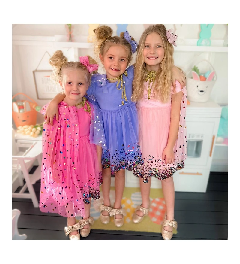 Sweet Wink Toddler Girls Lavender Confetti Short Sleeve Tutu Dress