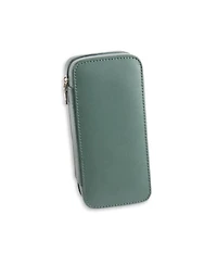 Bey-Berk Leather Two Watch Travel Case with Form Fit Compartments, Center Divider to Prevent Watches from Touching and Zipper Closure.