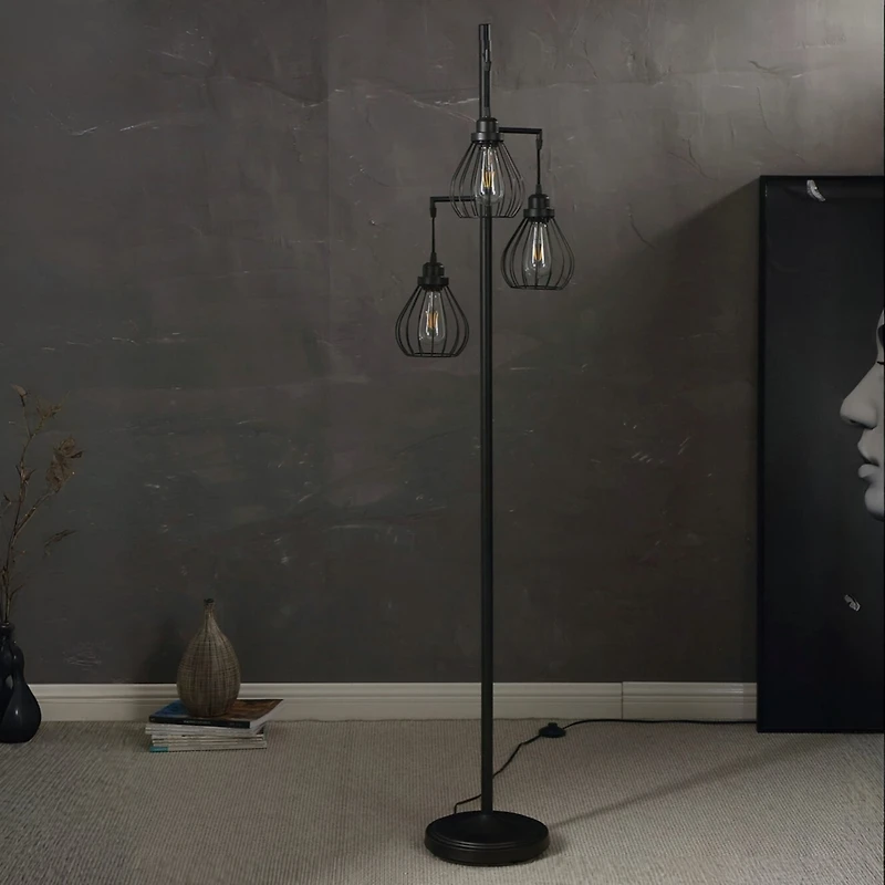 Teardrop 68" Led Floor Lamp with 3 Metal Shades