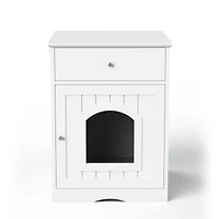 Streamdale Furniture Wooden Cat Litter Box Enclosure with Drawer & Side Table