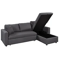 Streamdale Furniture Upholstery Sleeper Sectional Sofa With Storage Space, 2 Tossing Cushions