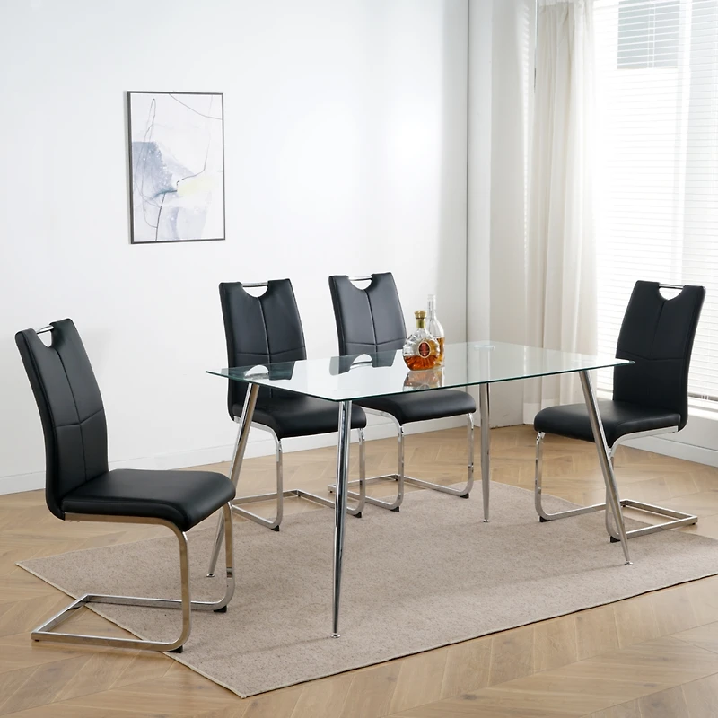 Set of 4 Modern Faux Leather Dining Chairs