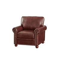 Streamdale Furniture Living Room Sofa Single Seat Chair With Wood Leg Burgundy Faux Leather
