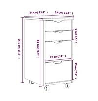 vidaXL Moss 4-Drawer Chest, Solid Pine Wood Mobile File Cabinet, Storage Cabinet on Wheels, Chest of Drawers for Home Office, Easy Assembly & Maintena