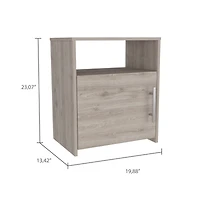 Simplie Fun Nordico Nightstand, One Shelf, Single Door Cabinet, Metal Handle - Light Gray