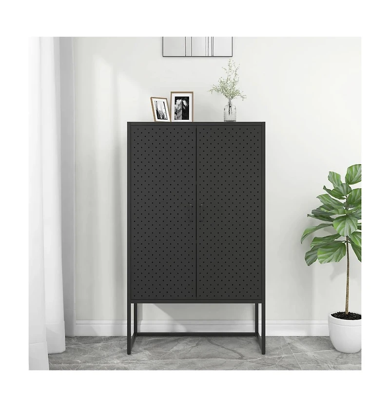 Highboard Black 31.5"x13.8"x53.1" Steel