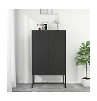 Highboard Black 31.5"x13.8"x53.1" Steel