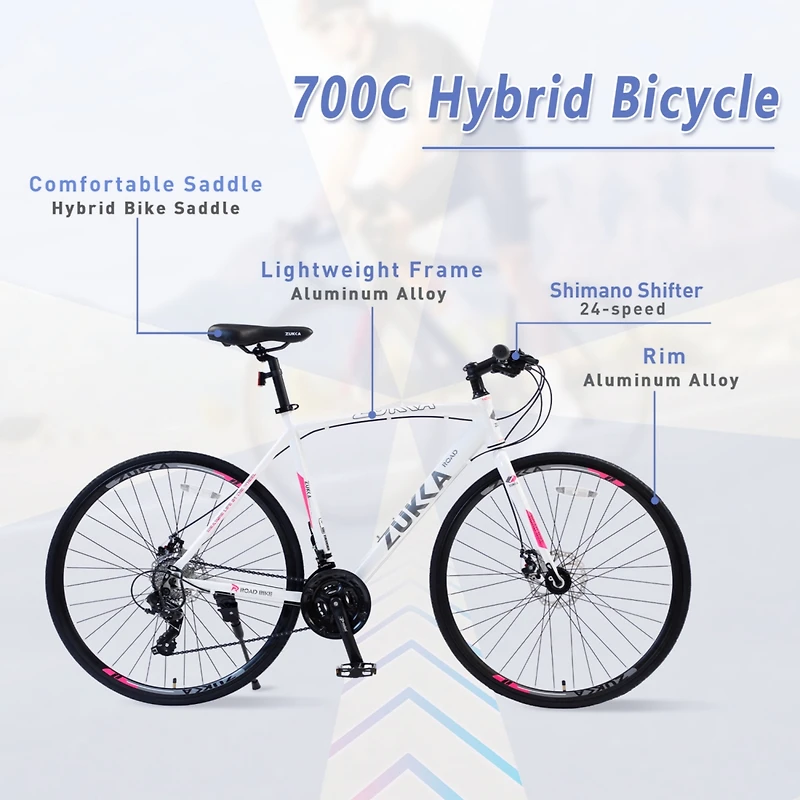 Streamdale 24-Speed Hybrid Bike with Disc Brakes