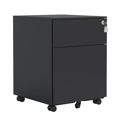 Streamdale Furniture Mobile File Cabinet with Lock, Fully Assembled, Black