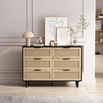Streamdale 6-Drawer Rattan Storage Cabinet (43.31")