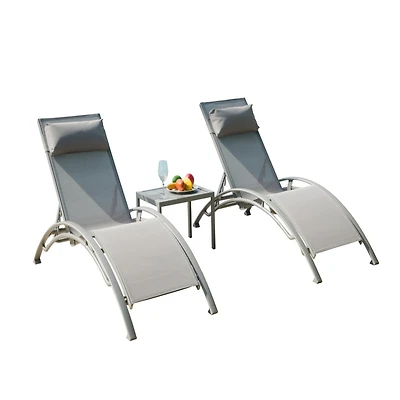 Streamdale Adjustable 3-Piece Outdoor Chaise Lounge Set