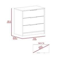 Streamdale Kaia 3 Drawers Dresser, Superior Top - Light Gray