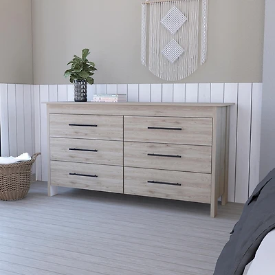 Streamdale Southington 6-Drawer Rectangle Dresser Light Gray