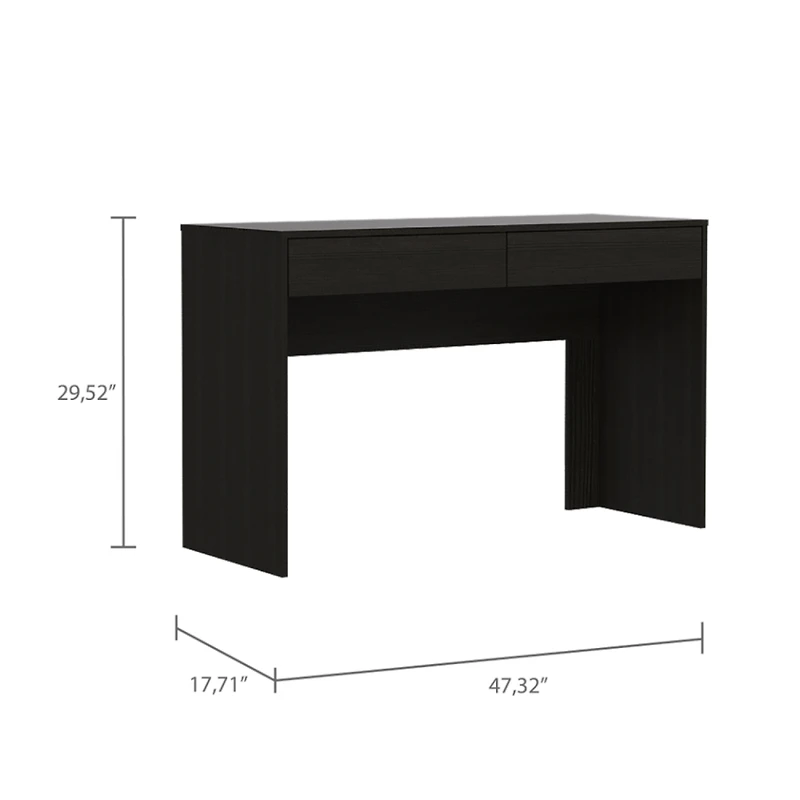 Simplie Fun Acre Writing Computer Desk, Two Drawers - Black