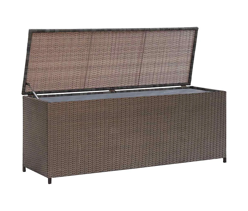 Patio Storage Box Brown 47.2"x19.7"x23.6" Poly Rattan