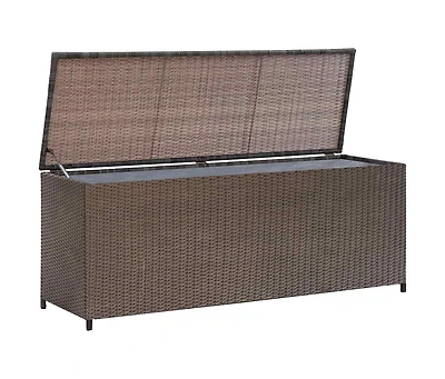 Patio Storage Box Brown 47.2"x19.7"x23.6" Poly Rattan