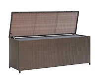 Patio Storage Box Brown 47.2"x19.7"x23.6" Poly Rattan