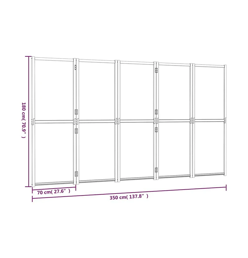 vidaXL 5-Panel Room Divider Black 137.8"x70.9"