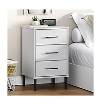 Bedside Cabinet White Solid pine wood, Metal Bedside Cabinet