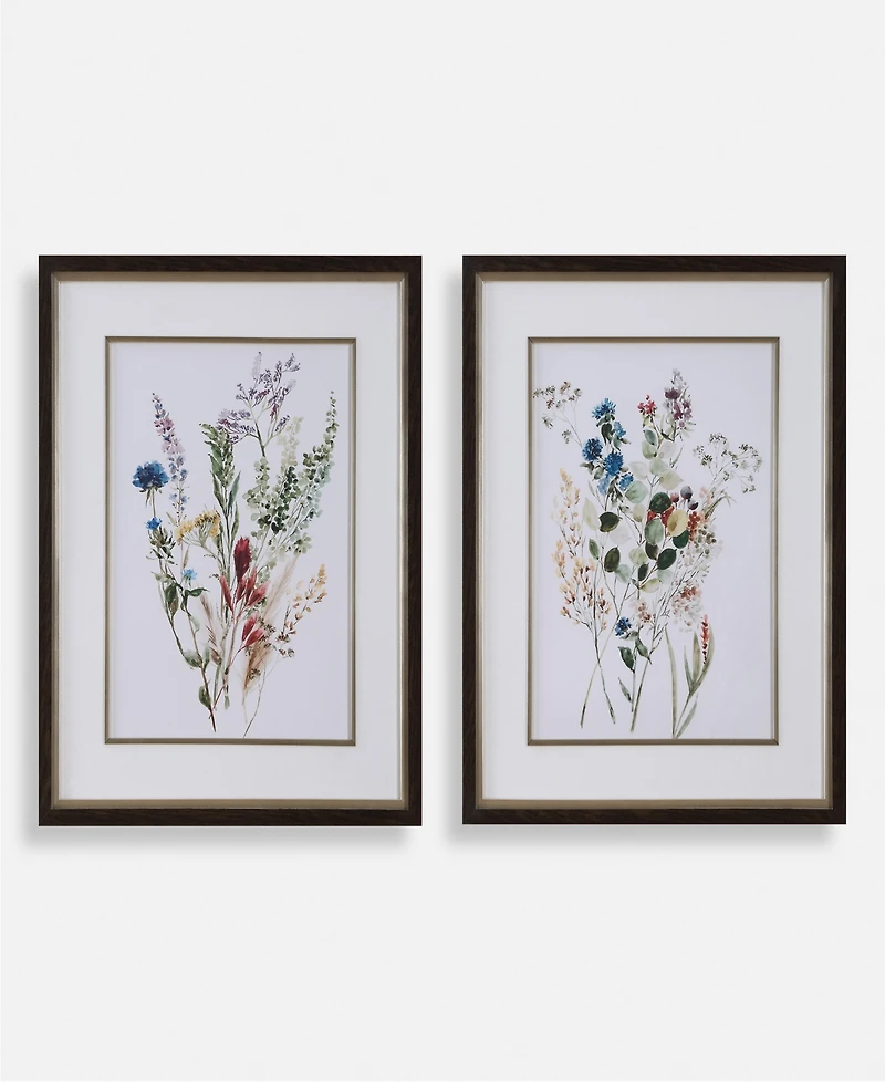 Uttermost Delicate Flowers Framed Prints Art, Set of 2