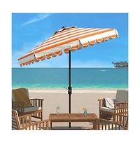 Safavieh Maui Single Scallop Striped 9Ft Crank Push Button Tilt Umbrella