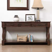 Streamdale 63" Wood Console Table with Drawers & Shelf, Easy Assembly