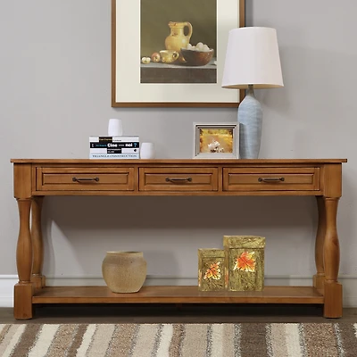Streamdale 63" Wood Console Table with Drawers & Shelf, Easy Assembly