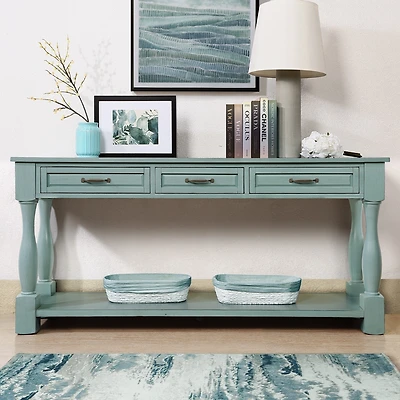 Streamdale 63" Wood Console Table with Drawers & Shelf, Easy Assembly